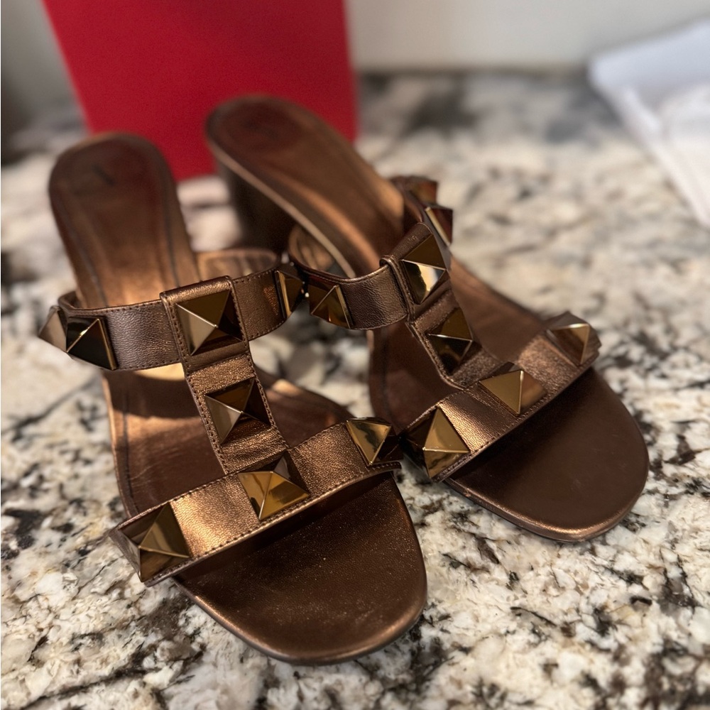 Valentino Garavani Bronze Studded Heels
